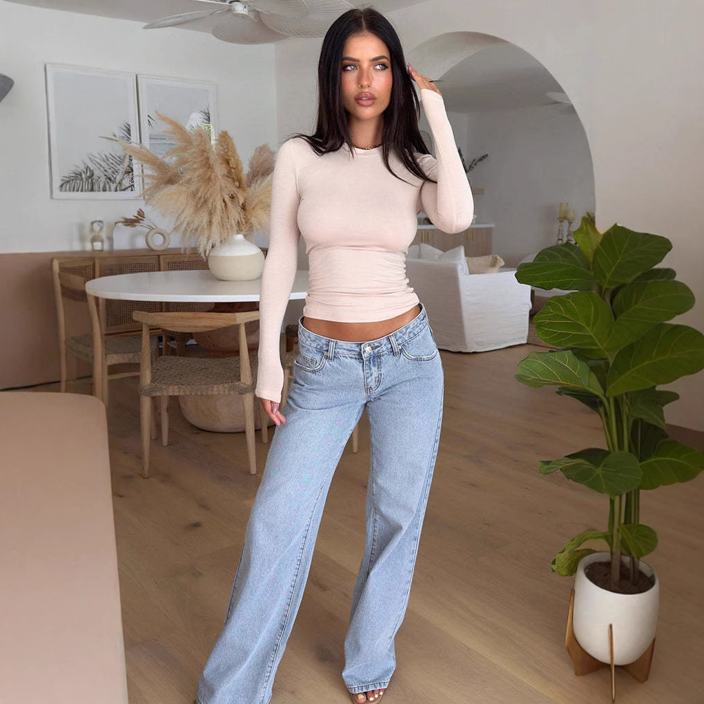 Cross-Border Foreign Trade Independent Website Popular In Europe And America Low-Rise Jeans Fashionable Retro Straight-Leg Pants Loose Denim Long Pants