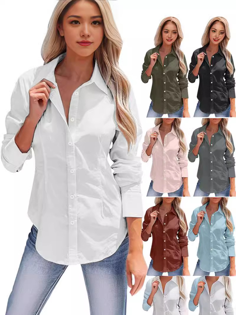 Lapel Long Sleeve Cotton Linen Button Slim