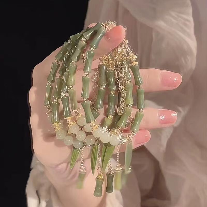 National Style New Chinoiserie Bamboo Beaded Bracelet For Women Retro Niche Design Bamboo Leaf Bracelet High-End Bestie Gift product image