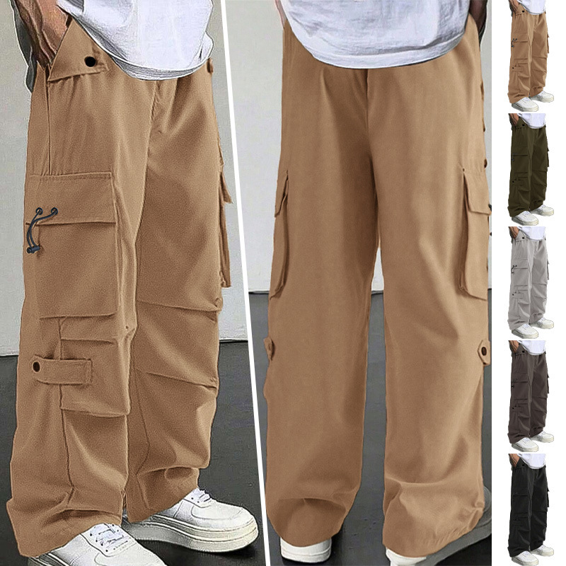 Men's American Functional Paratrooper Cargo Pants, Loose Wide Straight-Leg Quick-Dry Breathable Trendy Casual Trousers For Autumn