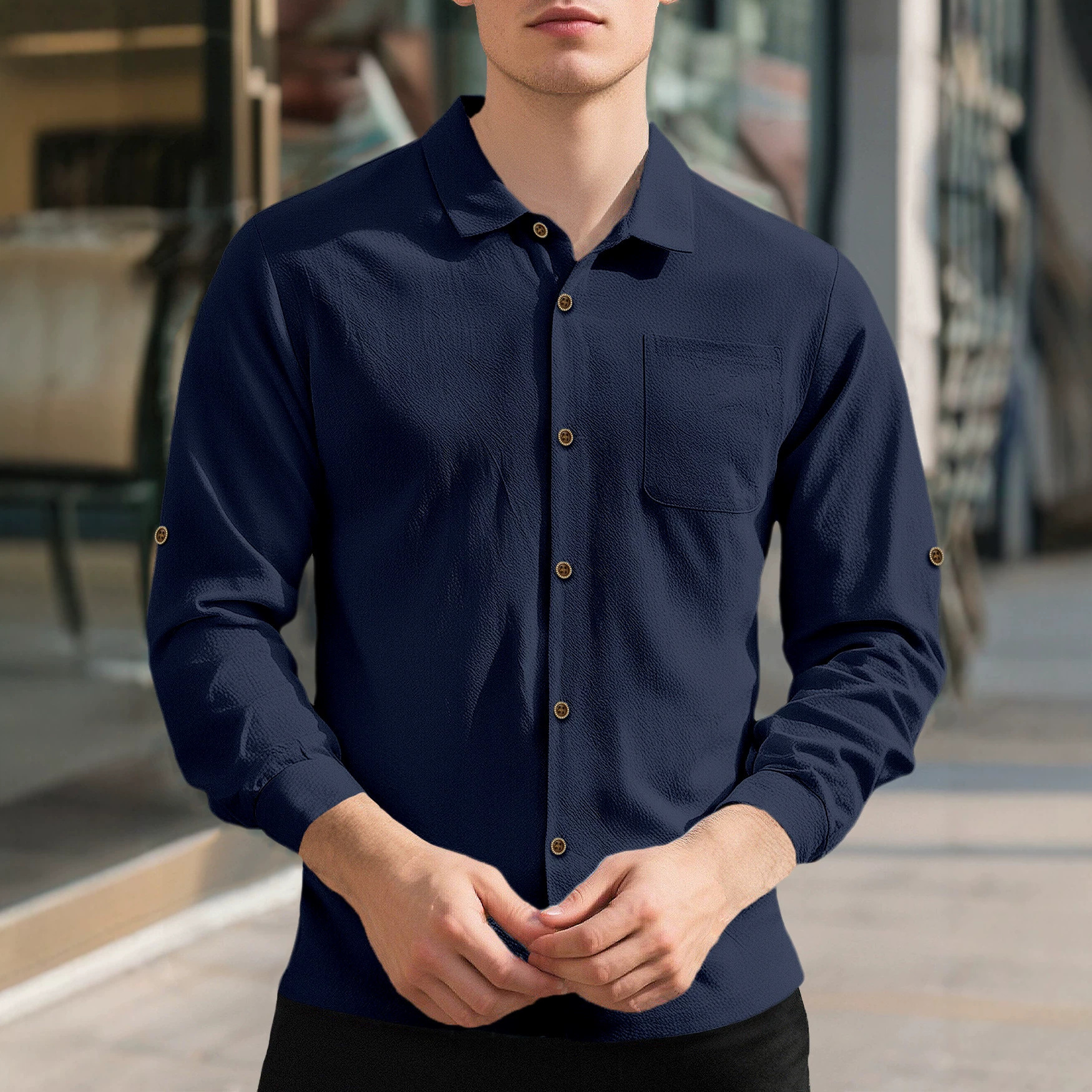 Men's Linen Shirt, Amazon EU Size, Spring