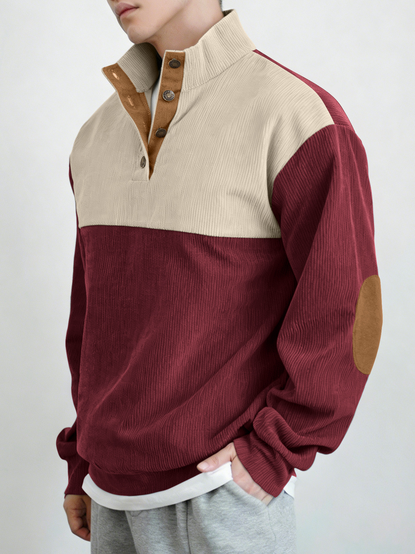 New Autumn Winter Men's Outdoor Jacket Amazon Corduroy Casual Stand Up Collar Long Sleeved Hoodie  In Stock On Amazon