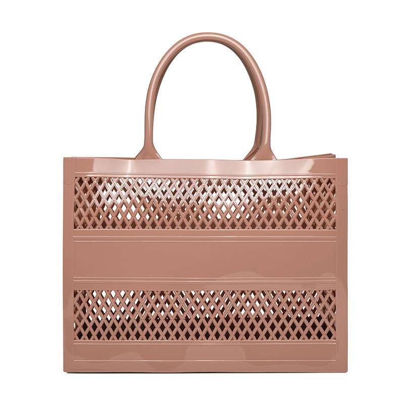 Cross-Border Pvc Jelly Bag, Fashionable And Versatile, Large Capacity, Candy-Colored Hollow-Out Tote Handbag, Vegetable Basket, Beach Bag — view 6