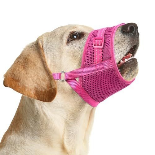 Nuevo producto de Amazon: bozal para perros de malla suave y transpirable, apto para perros pequeños, medianos y grandes. Bozal ajustable.