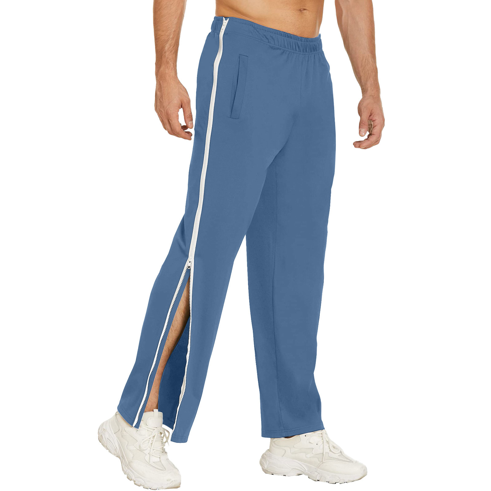 European And American Cross-Border Men's Trendy Sports Zipper Pants, Loose Sweatpants, Training Second-Take-Off Basketball Pants
