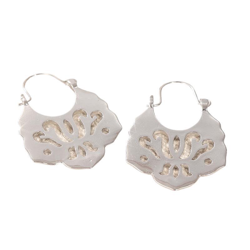 Vintage Abstract Cutout Drop Earrings Silver Tone Brass Women Daily Party Fashion Jewelry Elegant Artistic 4