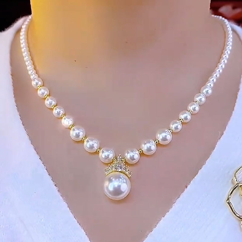 Pearl Necklace Women's Light Luxury Niche High-end Clavicle Chain 2024 New Hot Style Necklace Accessories Pendant Woolen Chain