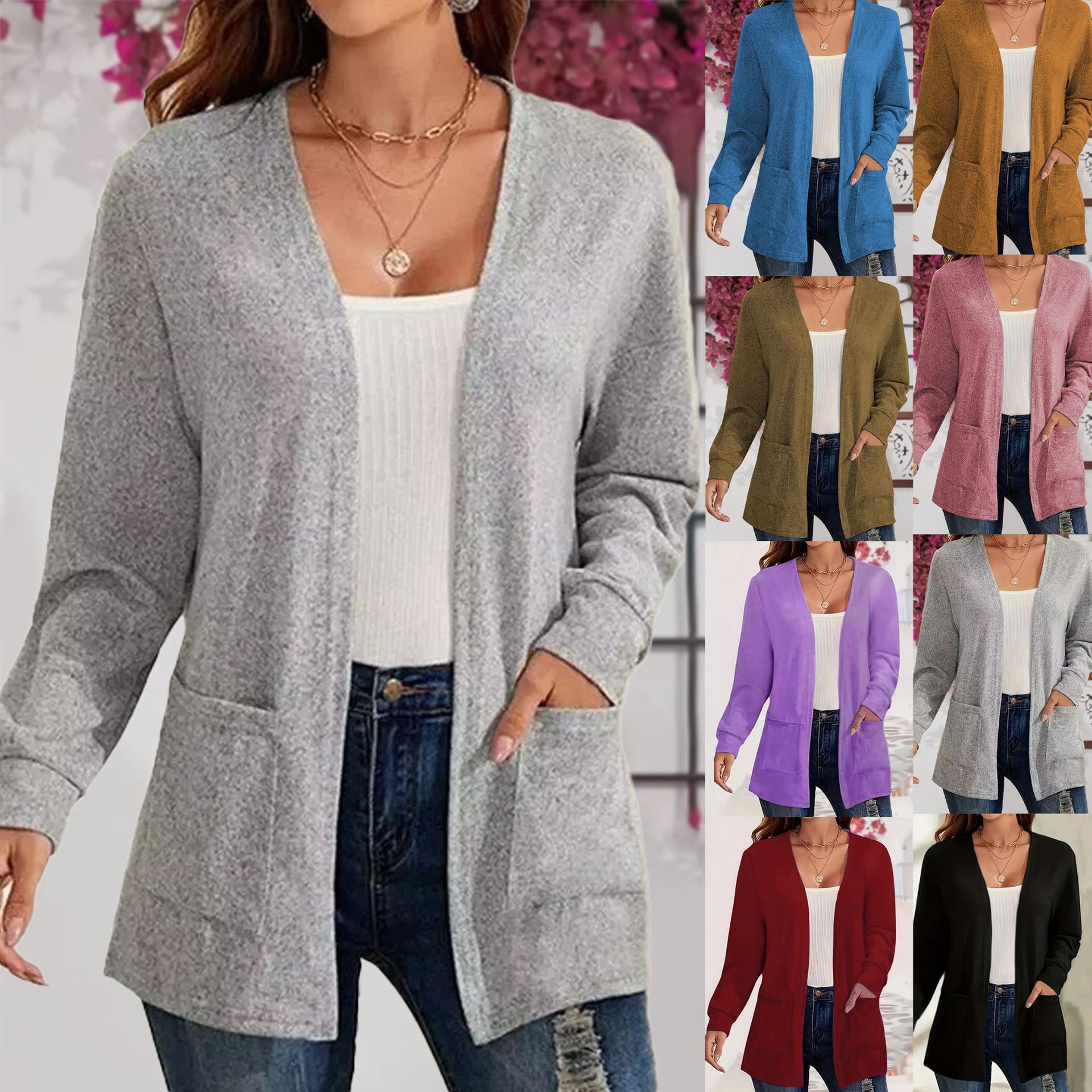 Autumn New European And American Cross-Border Fashionable And Stylish Plus Size Women's Long-Sleeve Knitted Jacket Top
