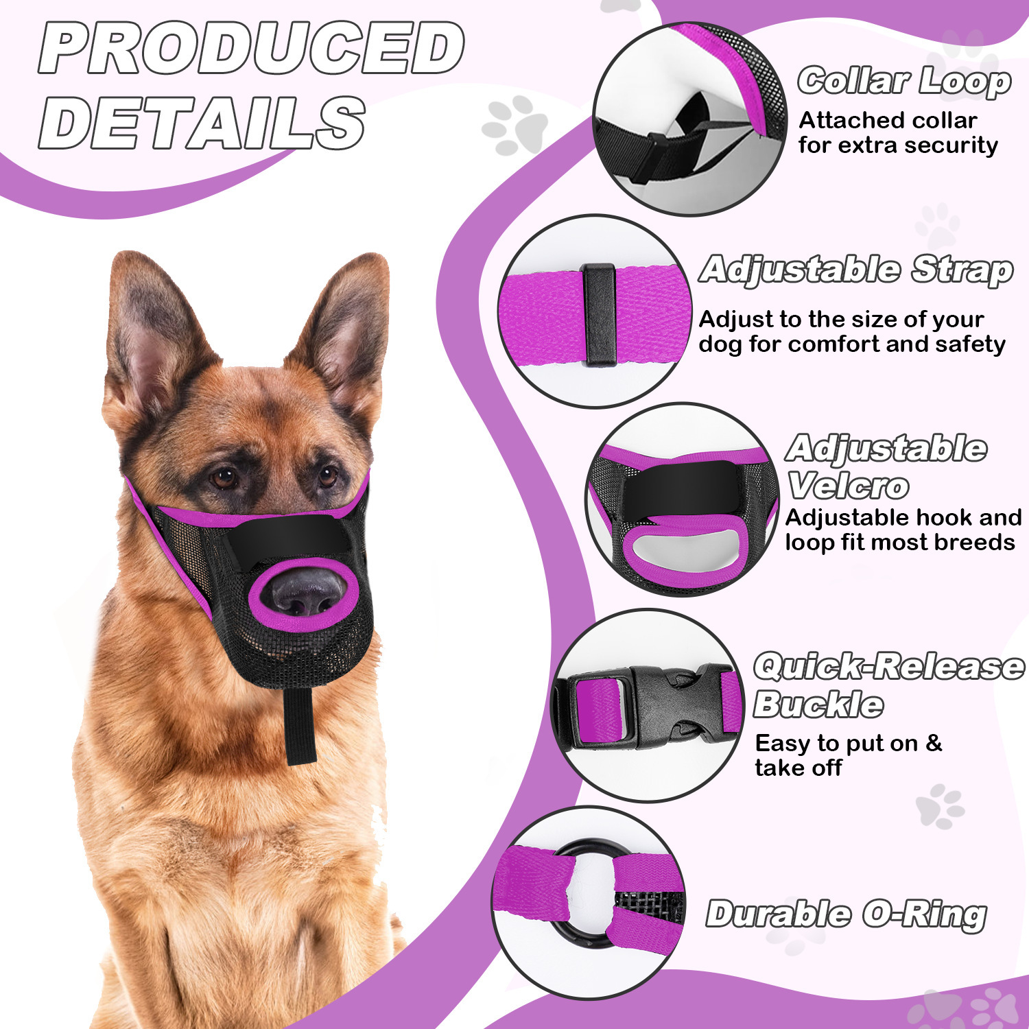 Bozal de malla transpirable antimordiscos para perros