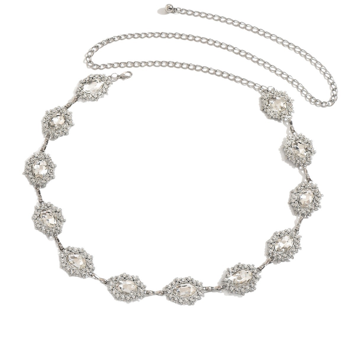 European And American Cross-Border New Style Full Diamond Geometric Waist Chain, Fashionable And Elegant With A High-End Feel, Bohemian Style Exaggerated Body Chain For Women