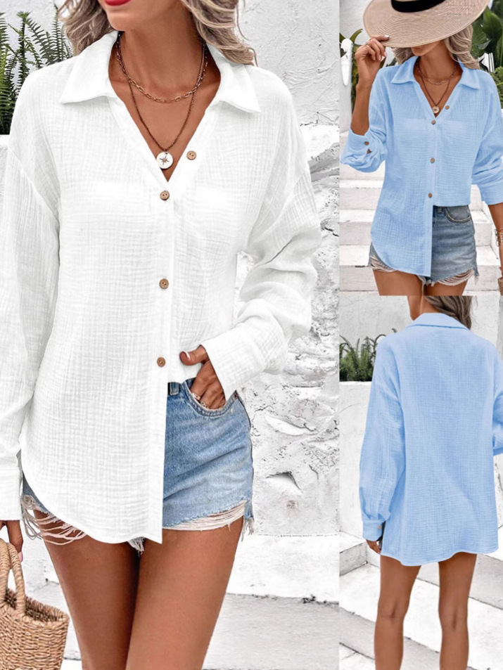 2026 Popular Shirt Double-Layer Wrinkled Casual Fashion