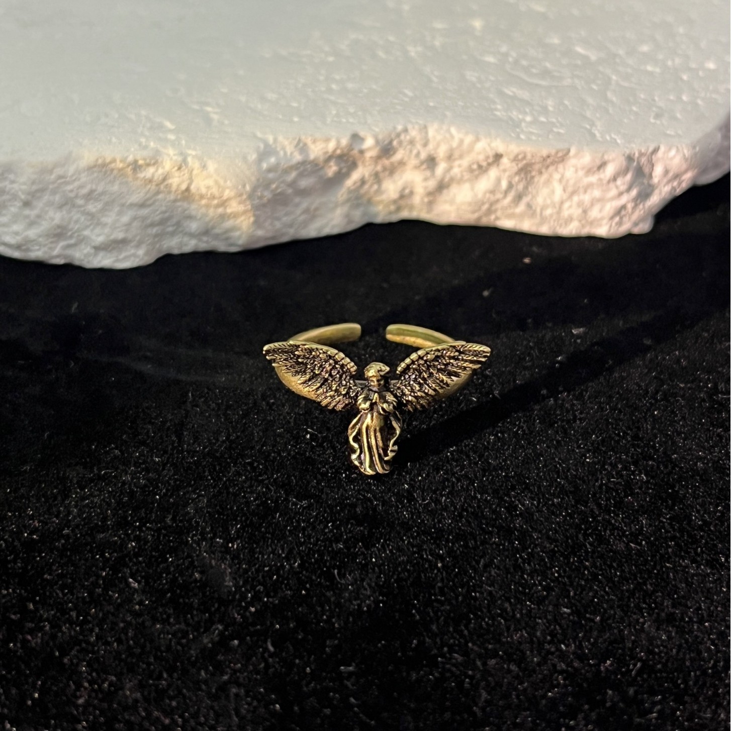 Faye's Same Style Brass Angel Small Ornaments Guardian Angel Wings Retro Personalized Jewelry Cupid Ring product image