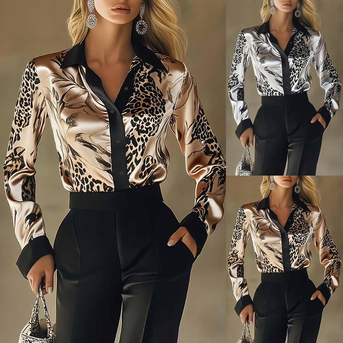 Independent Station Wish Hot Style Autum New Satin Printed