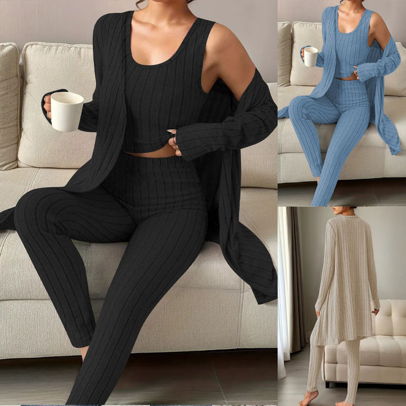 Women's Ribbed Knit Outfit, Sleeveless Tank Top