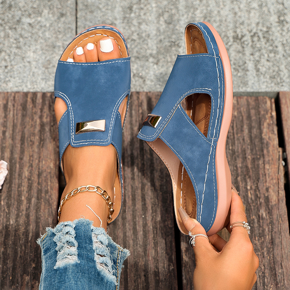European And American Wedge Heel Fashion Open-Toe
