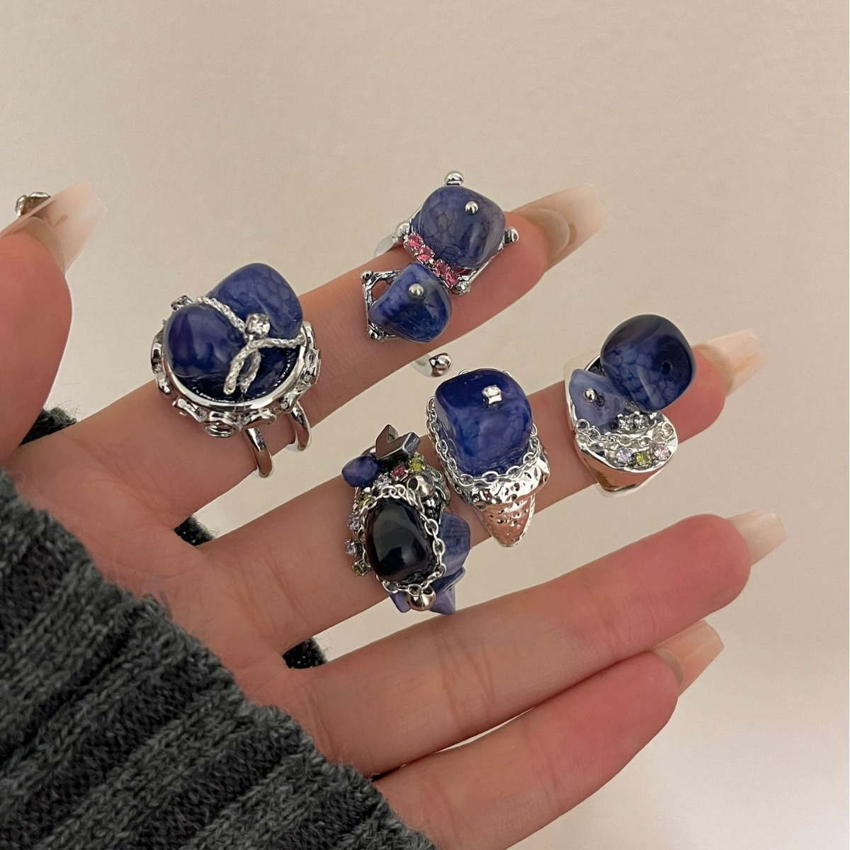New Chinese Style Blue Natural Stone Beaded