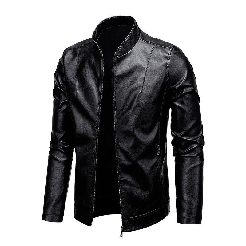Amazon Men's 2026 Autumn New Foreign Trade Collar Men's Motorcycle Leather Washed Pu Leather Jacket Coat Top