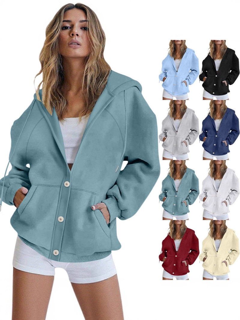 European And American  Fashion Autumn And Winter Jackets Women's Casual Cardigan Sweatshirt Jackets