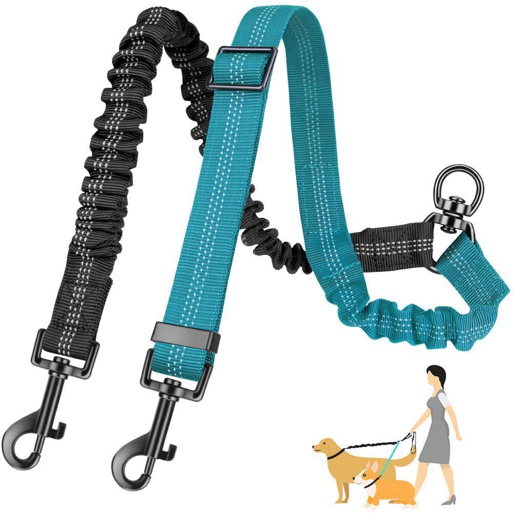 Cadena para perros a prueba de explosiones «Cross-Border» para nuevos productos. Para uno o dos perros de tamaño mediano. Bonita cuerda de tracción. Cuerda retráctil para pasear al perro.