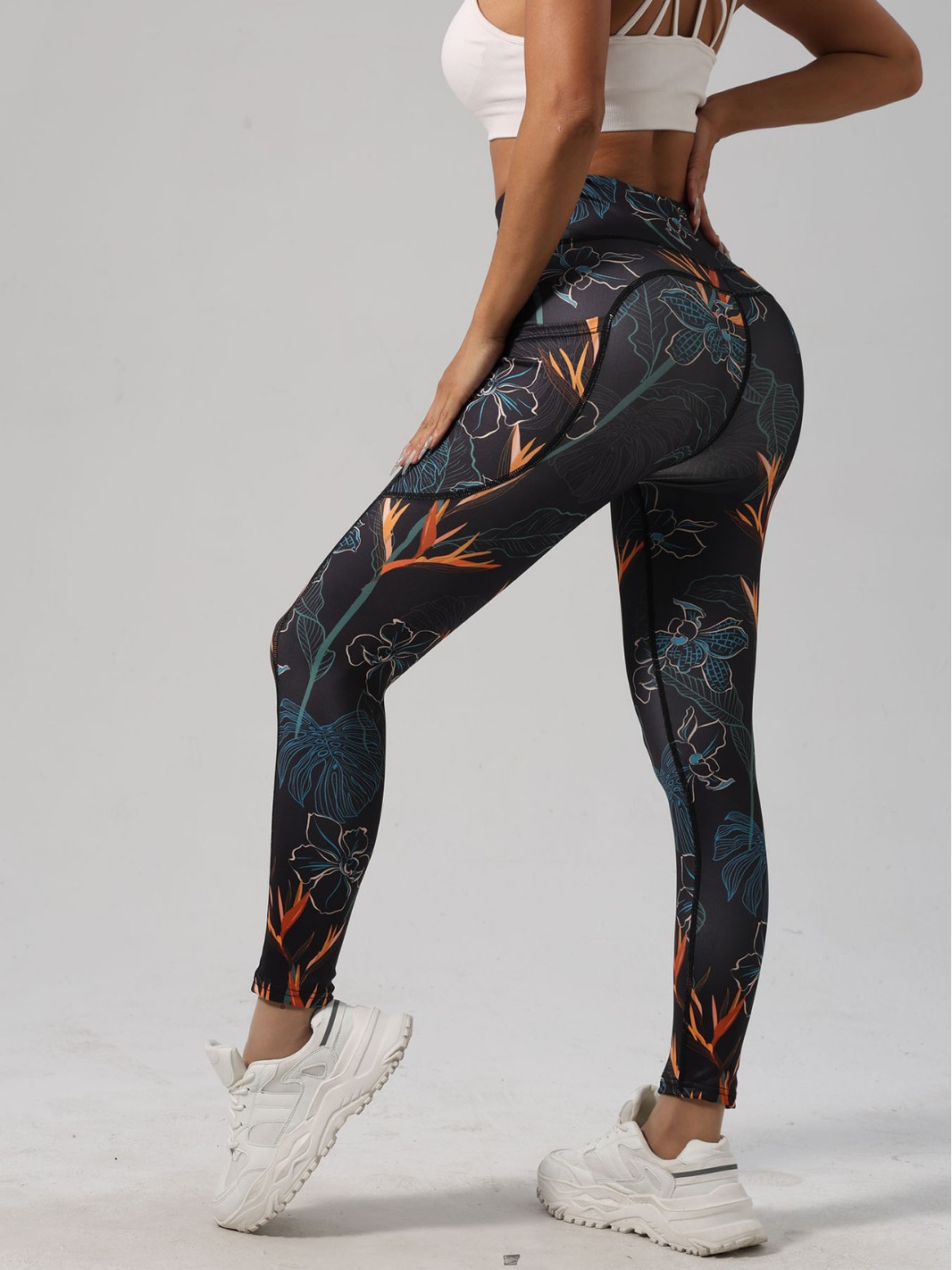 European And American New Hot-Selling Cross-Border Pocket Yoga Pants Digital Printing Casual Sports Outdoor High-Waist Hip-Lifting Fitness Pants — image 6 of 6