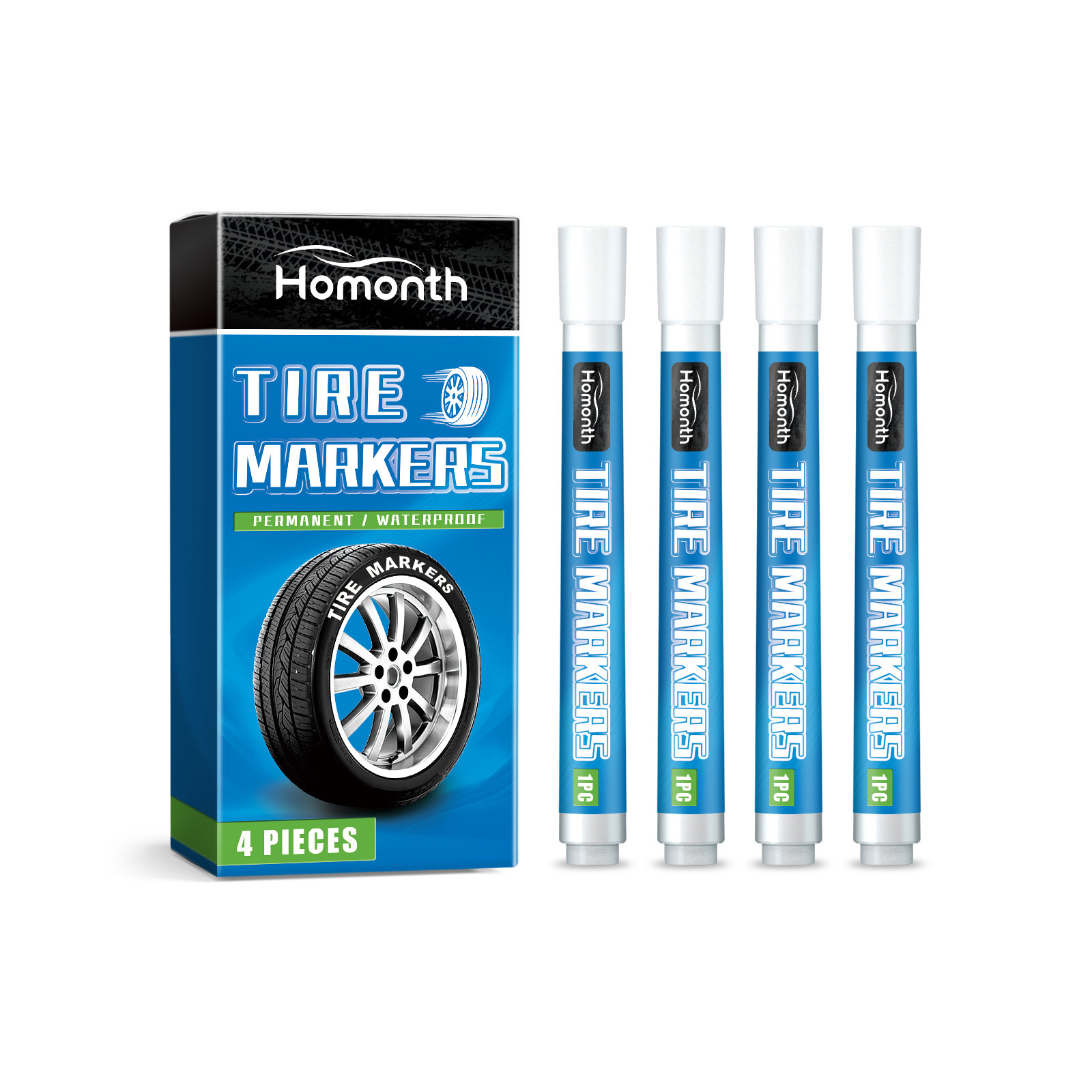 Homonth White Tire Paint Pen Car Tire Paint Pen Non-Fading Color Painting Creative DIY Oil-Based Pen