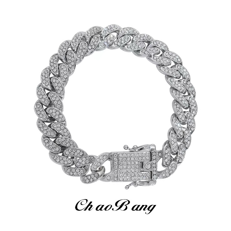 Diamond-Encrusted Cuban Bracelet For Men, Trendy, High-End, Fashionable, European And American Style, Niche Personalized Design, Hand Jewelry, Women's Gift Jewelry product image