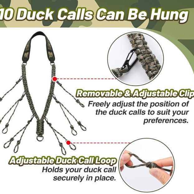 Outdoor Tactical 12-Ring Hanging Neck Collar Duck Call Lanyard Portable Multi-Functional Whistle Braided Lanyard