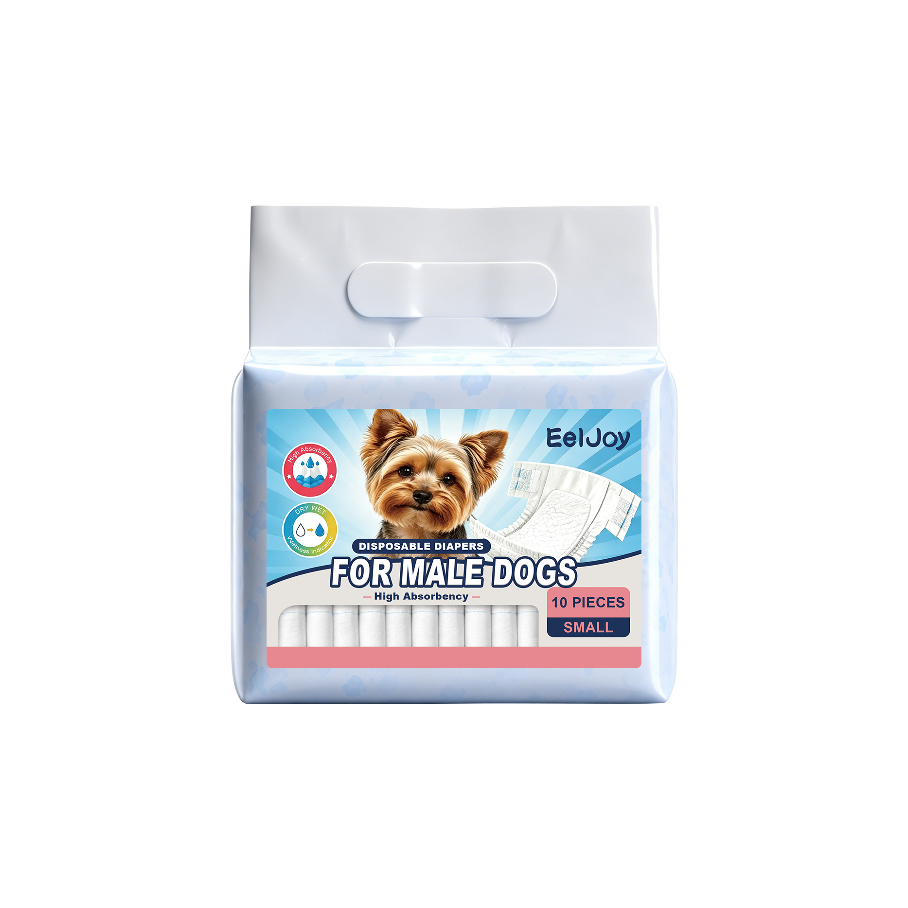 Pañales desechables Eeljoy para perros machos, pañales para perros de alta absorbencia, a prueba de fugas y transpirables