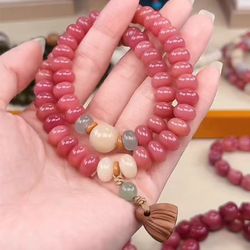 New Pink Zen Bracelet Double Circle Abacus Beads Buddhist Beads Hand-Held Women's Bracelet product image