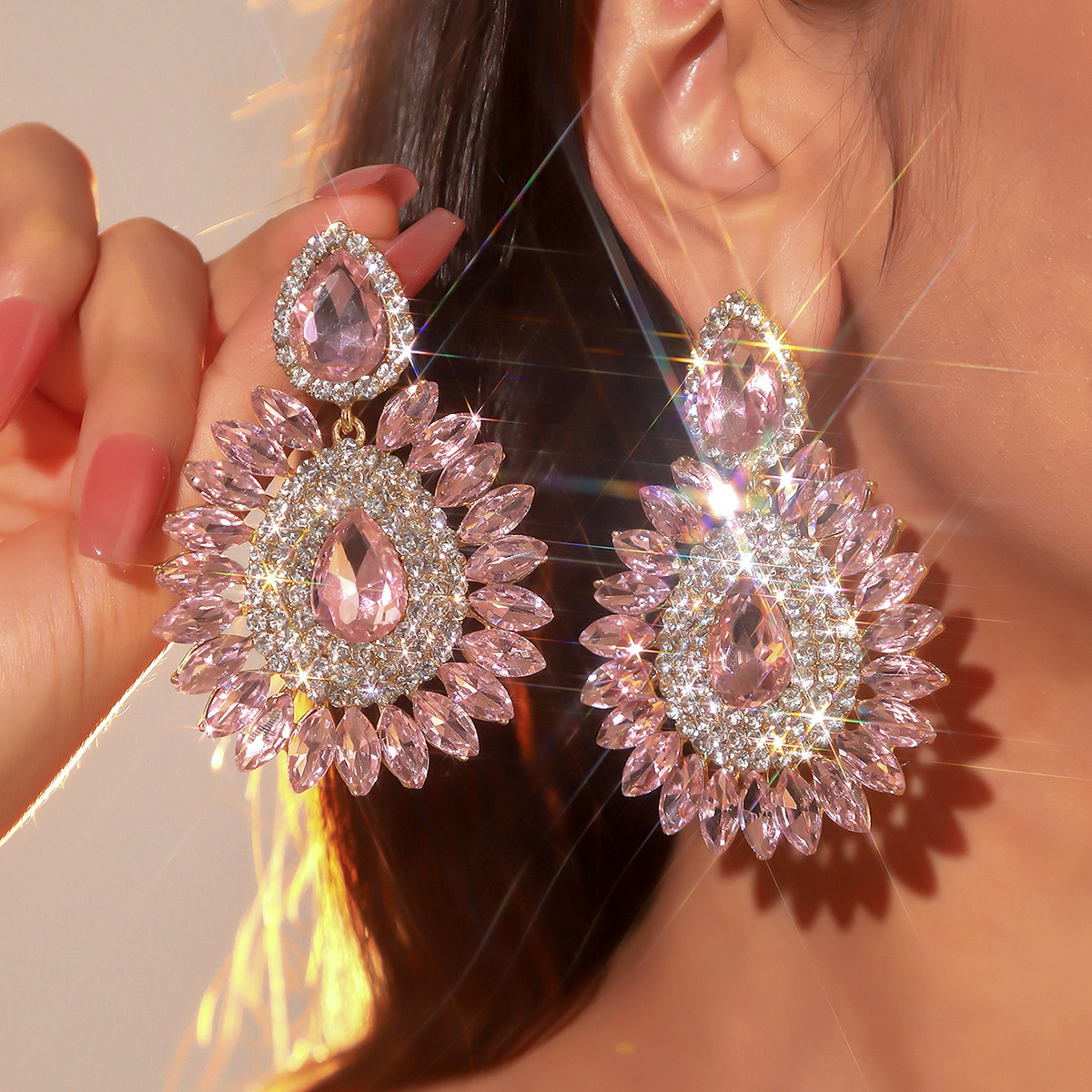 Supply Exaggerated Stained Glass Rhinestone Earrings Women's Devil's Eye Halloween Earrings Earrings