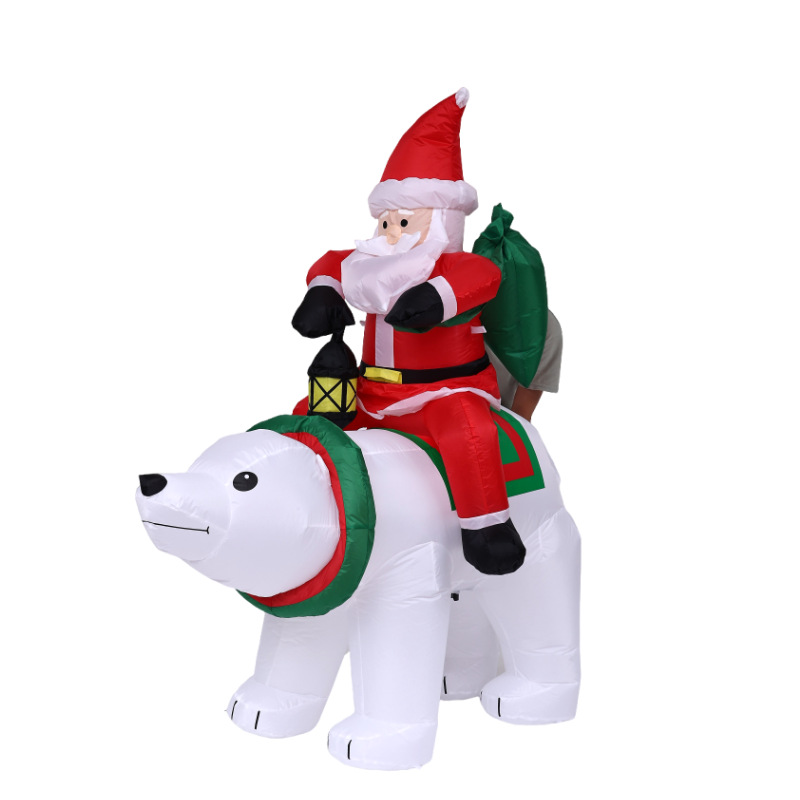 New Cross Border Christmas Inflatable Decoration 1.8 M Lantern Santa Ride White Bear Courtyard Glow Decoration