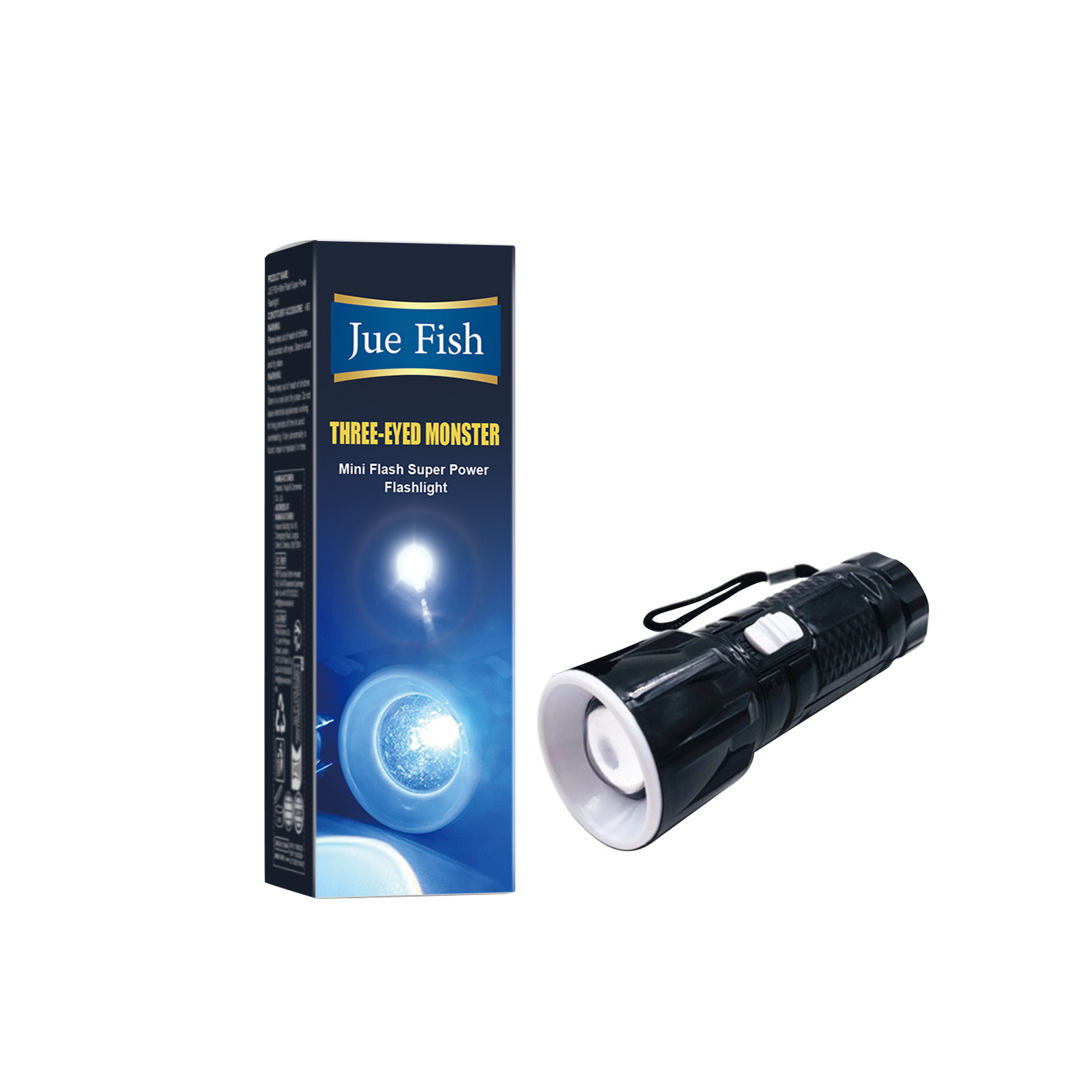 Jue-Fish Mini Flashlight With Strong Light, Multi-Purpose, Long-Lasting Battery Life, Portable, High-Brightness Household Flashlight