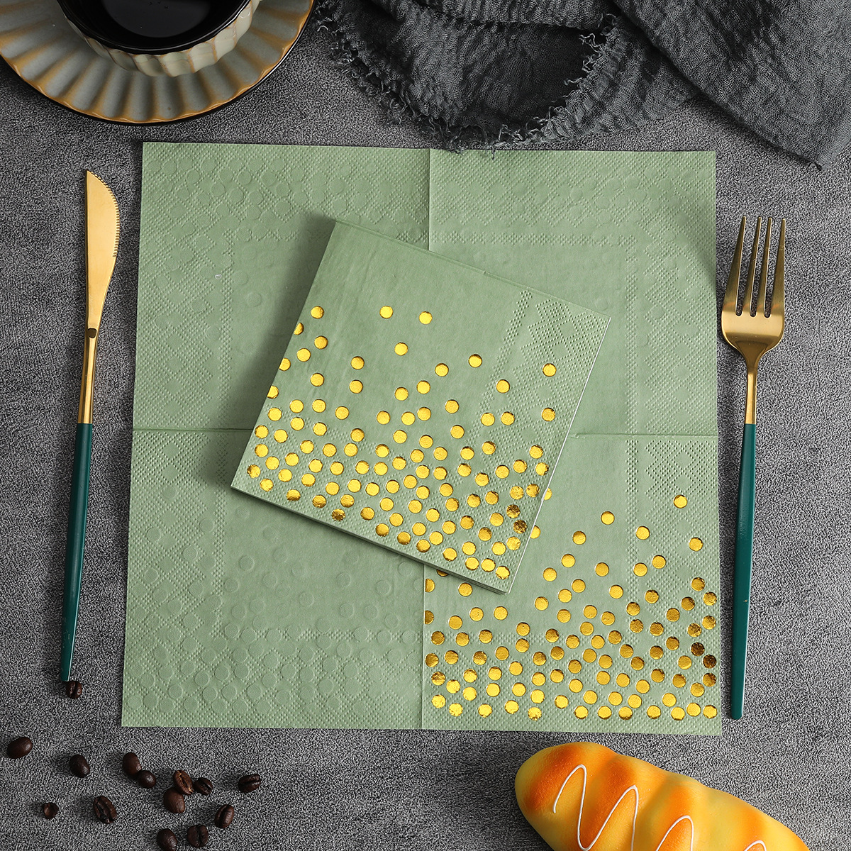 Amazon Hot Sale Disposable Party Paper Square Gold Dot Colorful Napkin Decorative Supplies Bronzing Paper Towel - image 4