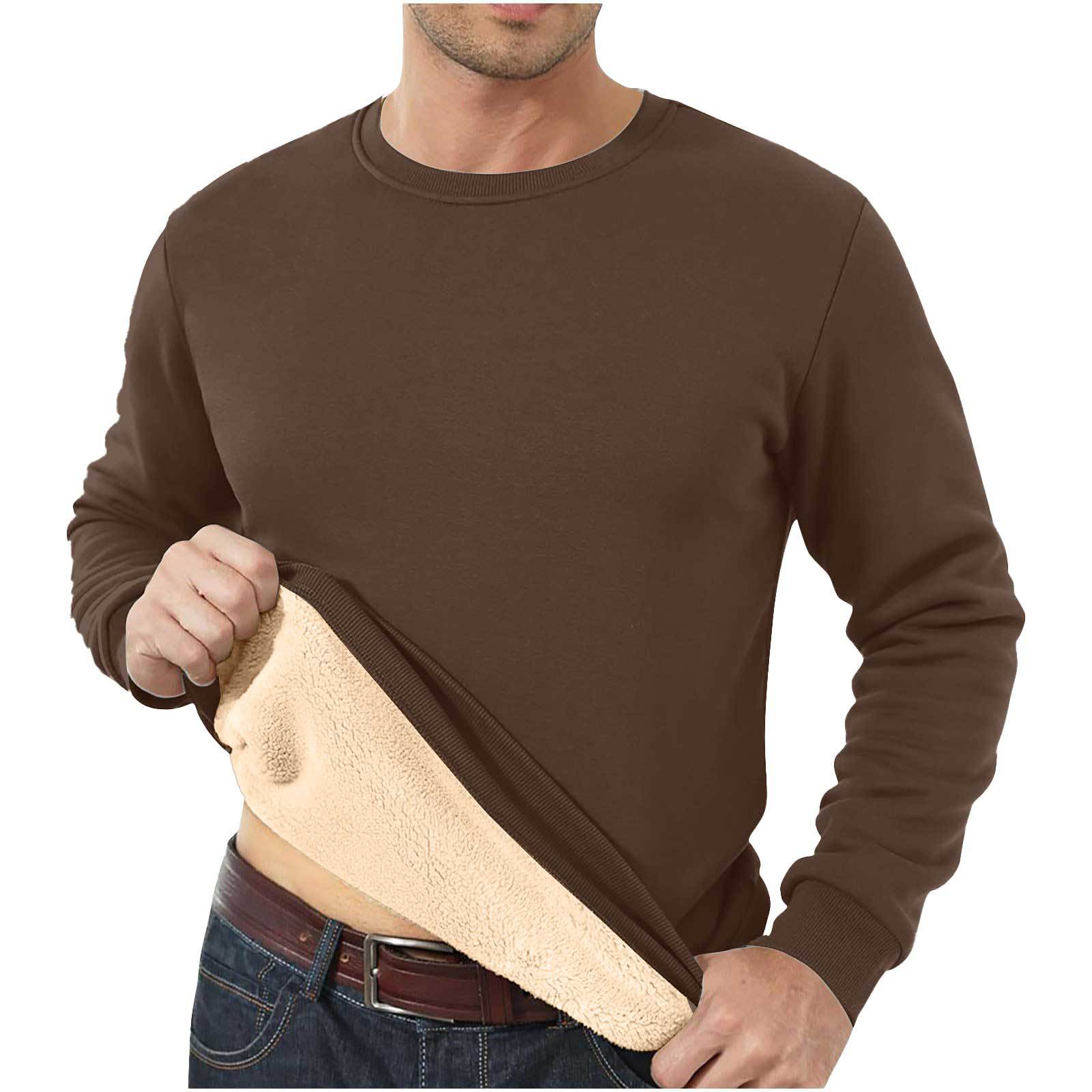 Amazon Cross-Border Dropshipping Autumn And Winter Sweatshirt Men's Velvet Round Neck Solid Color Loose Thermal Underwear Thick Foreign Trade Men's Clothing — image 7 of 15