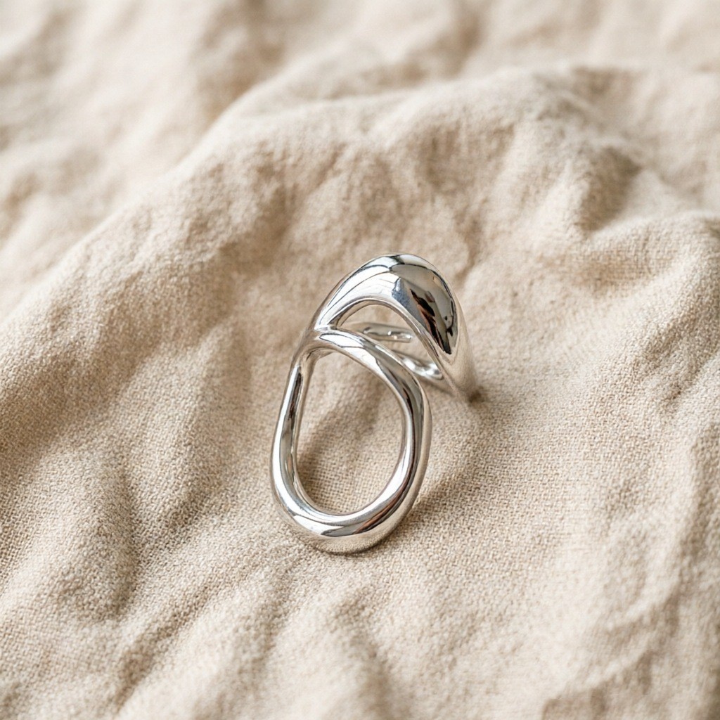 European American Style Unique Open Ring For Women, Geometric Exaggerated Hip Hop Punk Finger Band, Minimal Cold Tone Line Design Index Finger Jewelry