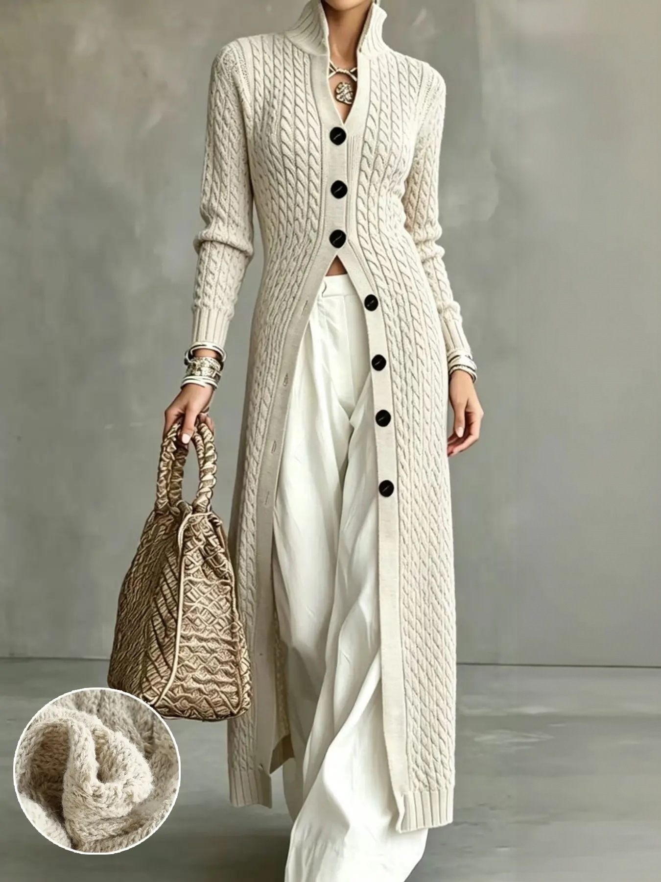 Women's long knit cardigan supplier reference image 1