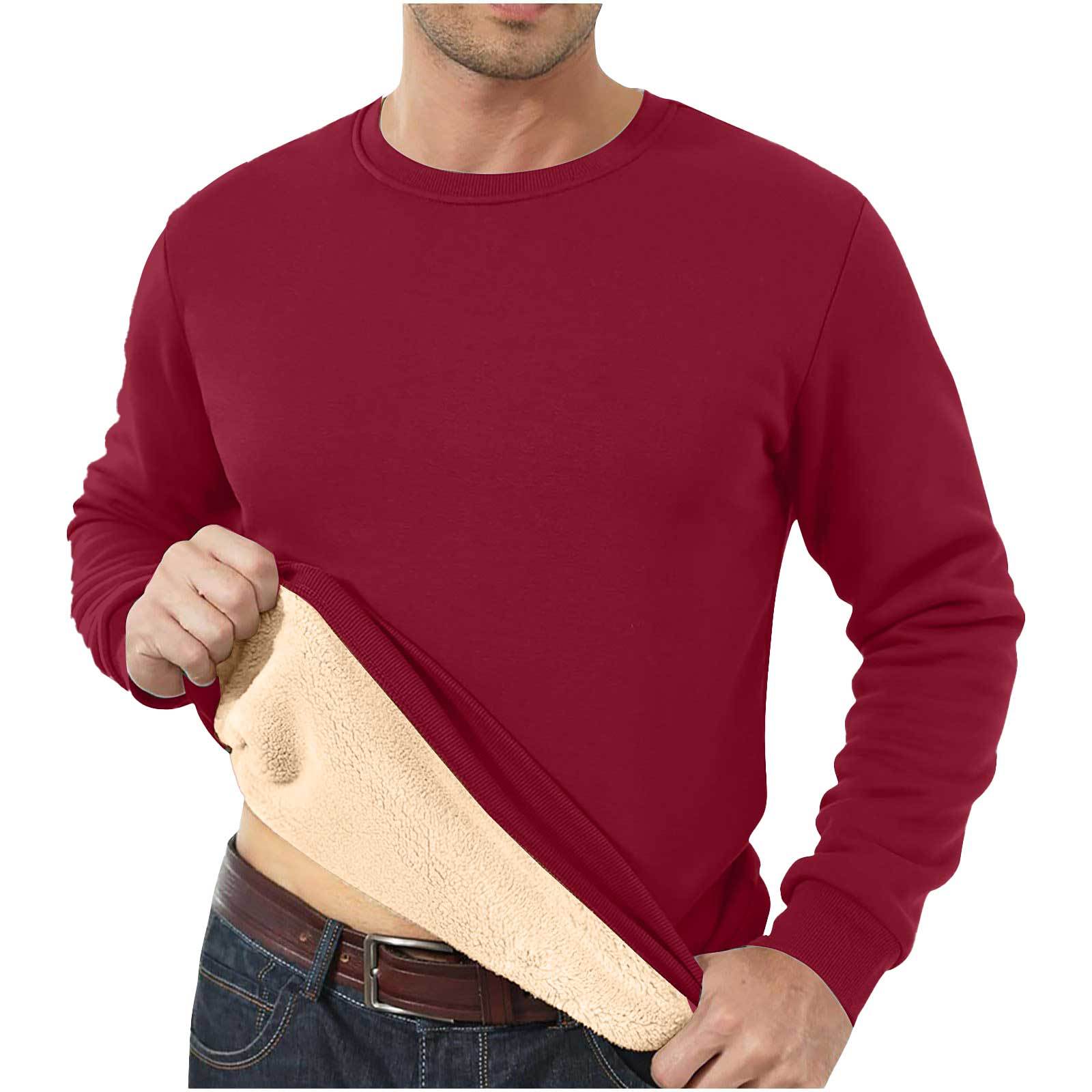 Amazon Cross-Border Dropshipping Autumn And Winter Sweatshirt Men's Velvet Round Neck Solid Color Loose Thermal Underwear Thick Foreign Trade Men's Clothing — image 11 of 15