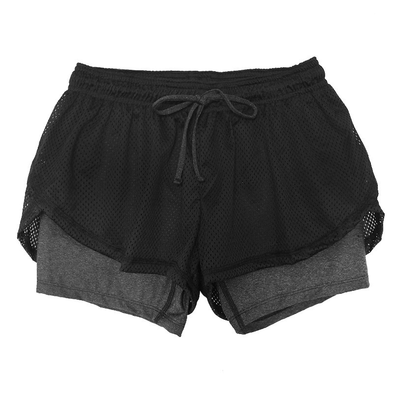 Summer New Leisure Sports Shorts Fake Two-piece Drawstring Mesh Double-layer Fitness Training Running Shorts — image 11 of 11