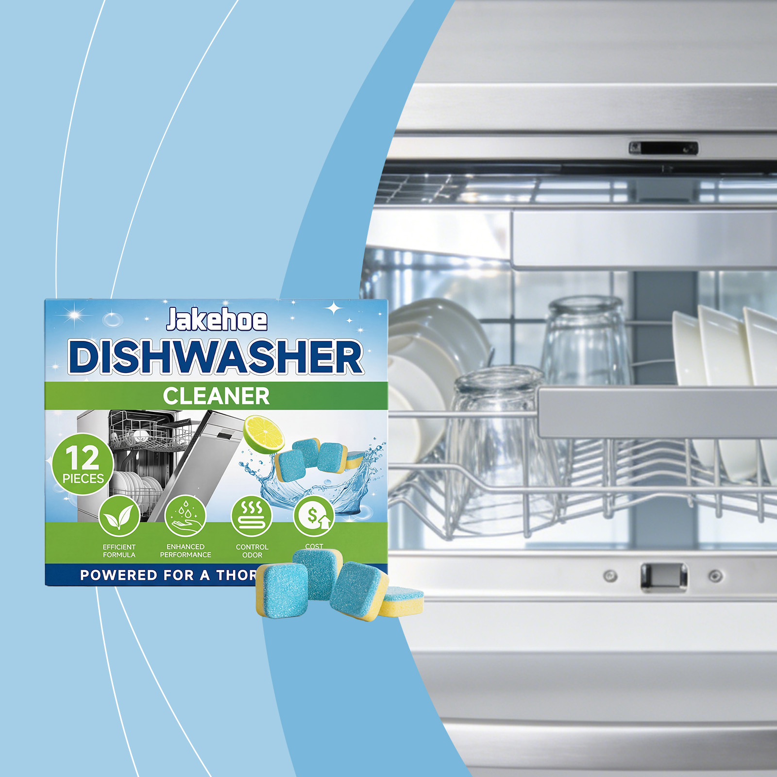 Jakehoe Dishwasher Cleaning Tablets Are Gentle And Won'T Damage The Machine, Effectively Cleaning Internal Dirt And Eliminating Odors