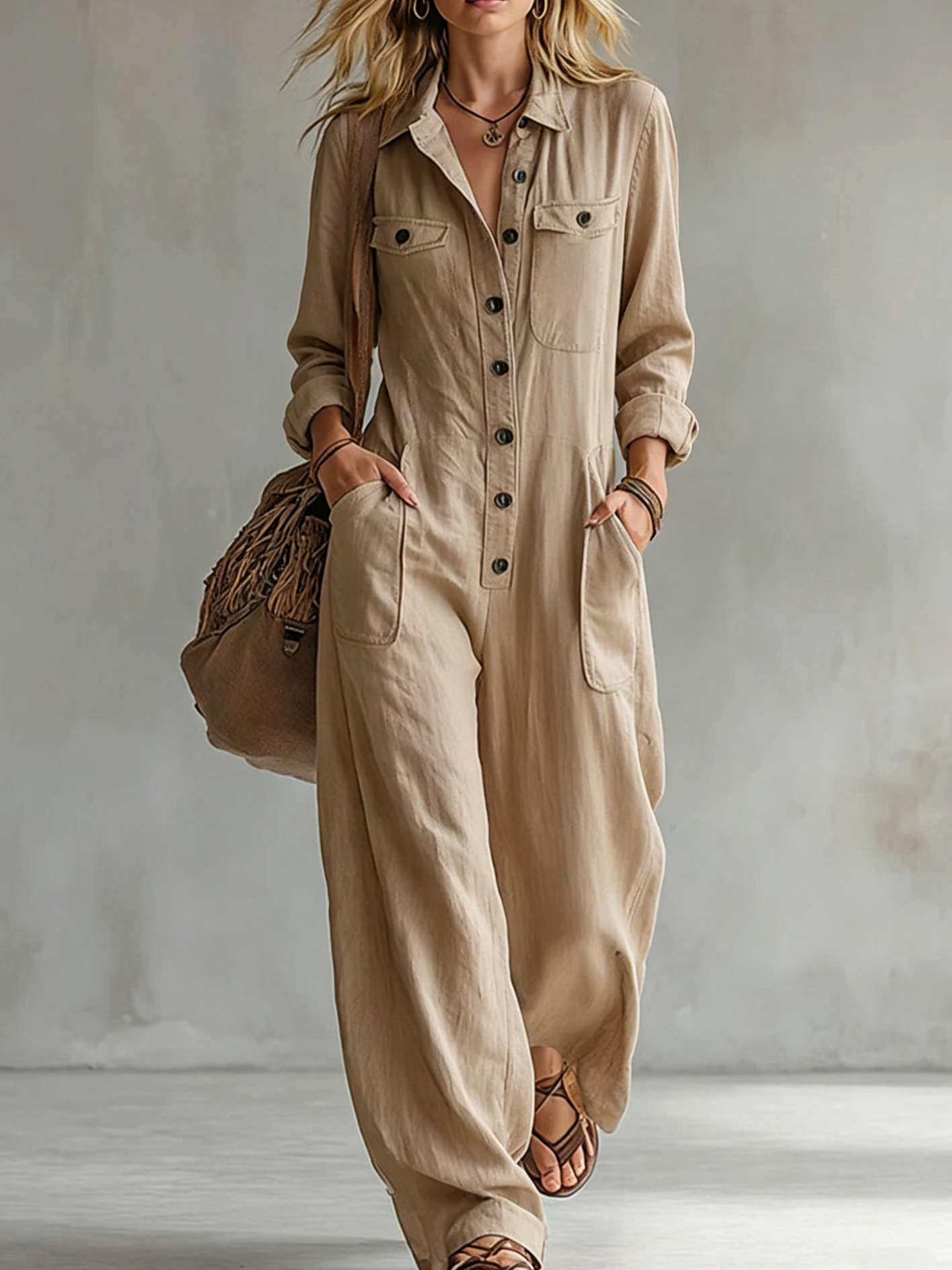 Women's Workwear Linen Jumpsuit