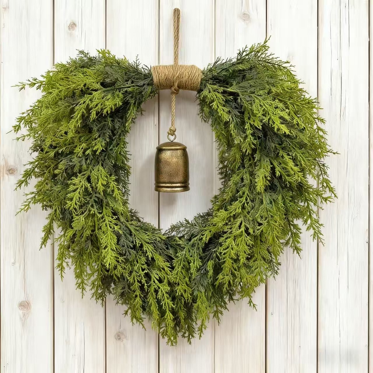 Heart Shaped Cedar Wreath with Bell, picture 2 of 4