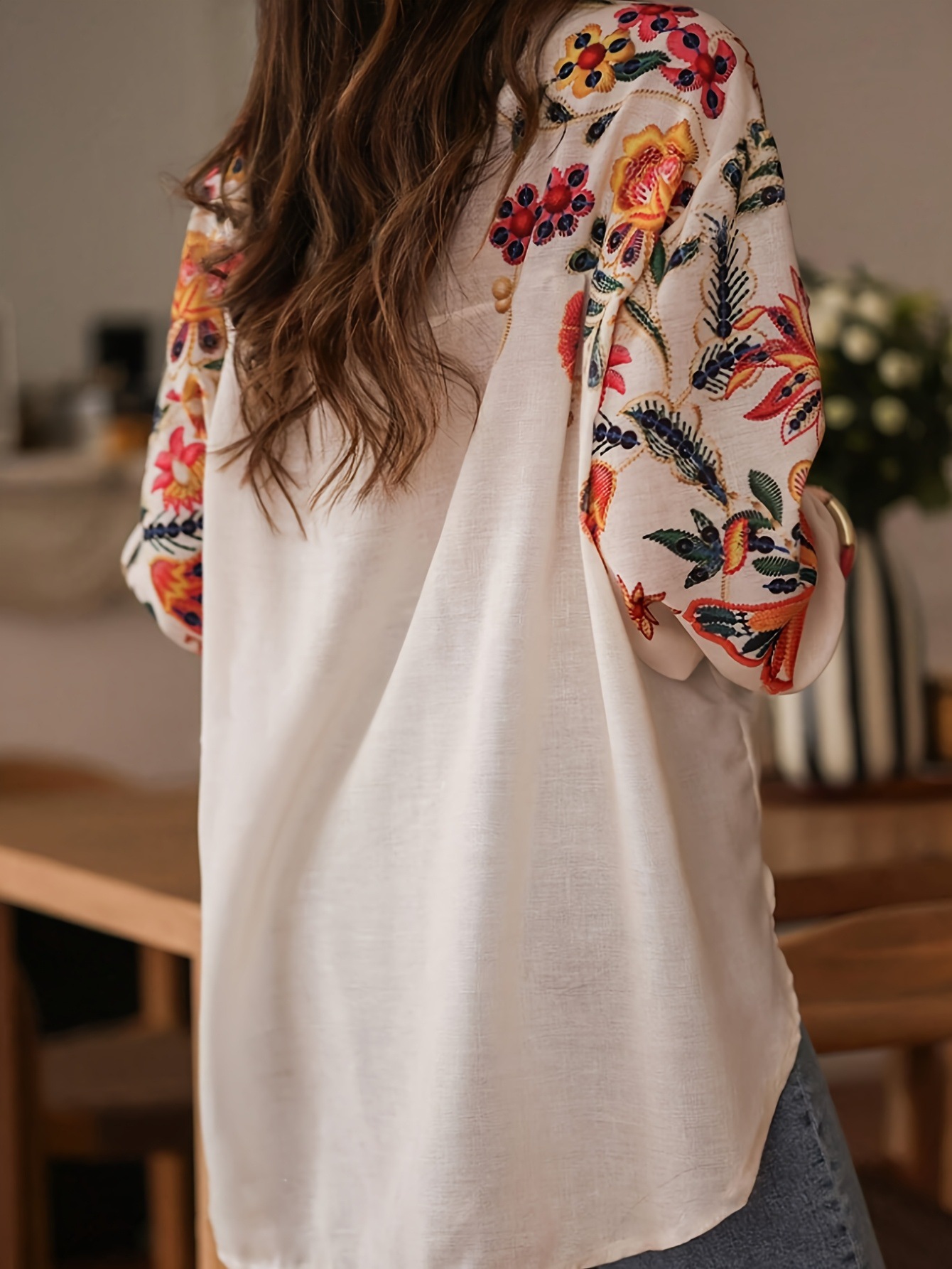 Women's Spring Summer 2026 New Arrival Loose Fit Long Sleeve Digital Print Shirt