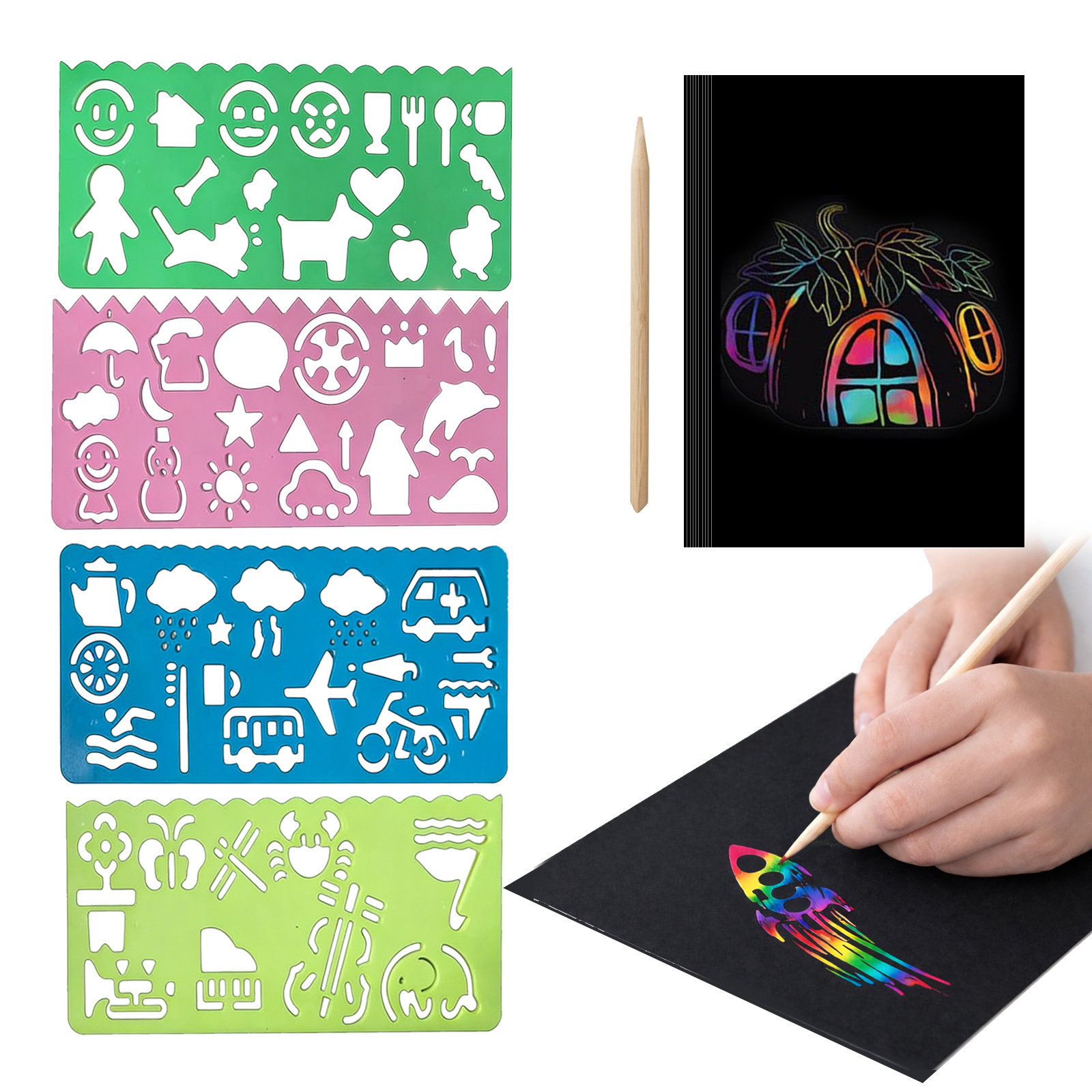 The Pattern Of Painted Scraping Paper Is Clear And Easy To Copy, Specially Designed For Children's Manual DIY Painting Design Colorful Art Creativity 4