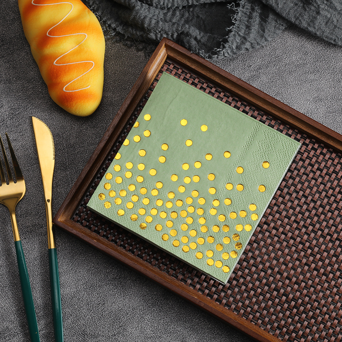 Amazon Hot Sale Disposable Party Paper Square Gold Dot Colorful Napkin Decorative Supplies Bronzing Paper Towel - image 2