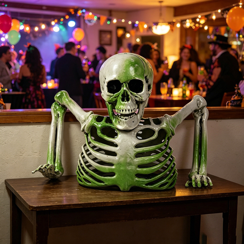 Halloween Half-Body Skeleton Desktop Decoration, Realistic