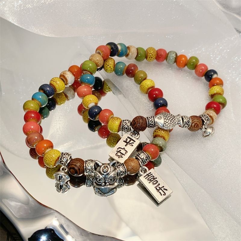 Xiang Koi Glass Bracelet Women's National Fashion Chinese Couple Bracelet Beaded Accessories Ethnic Bracelet product image