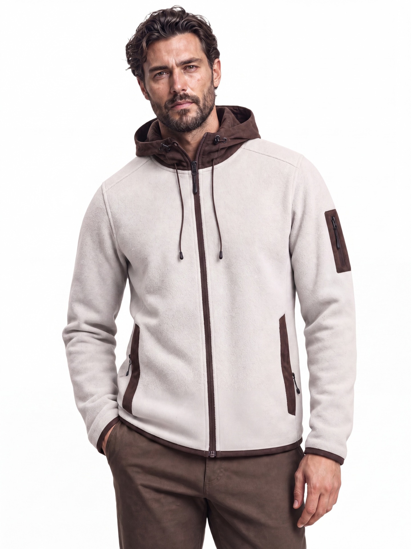 2026 Autumn Winter Suede Patchwork Fleece Thickened Sweatshirt For Men, Cross-Border Foreign Trade European And American Men's Sweatshirt Jacket