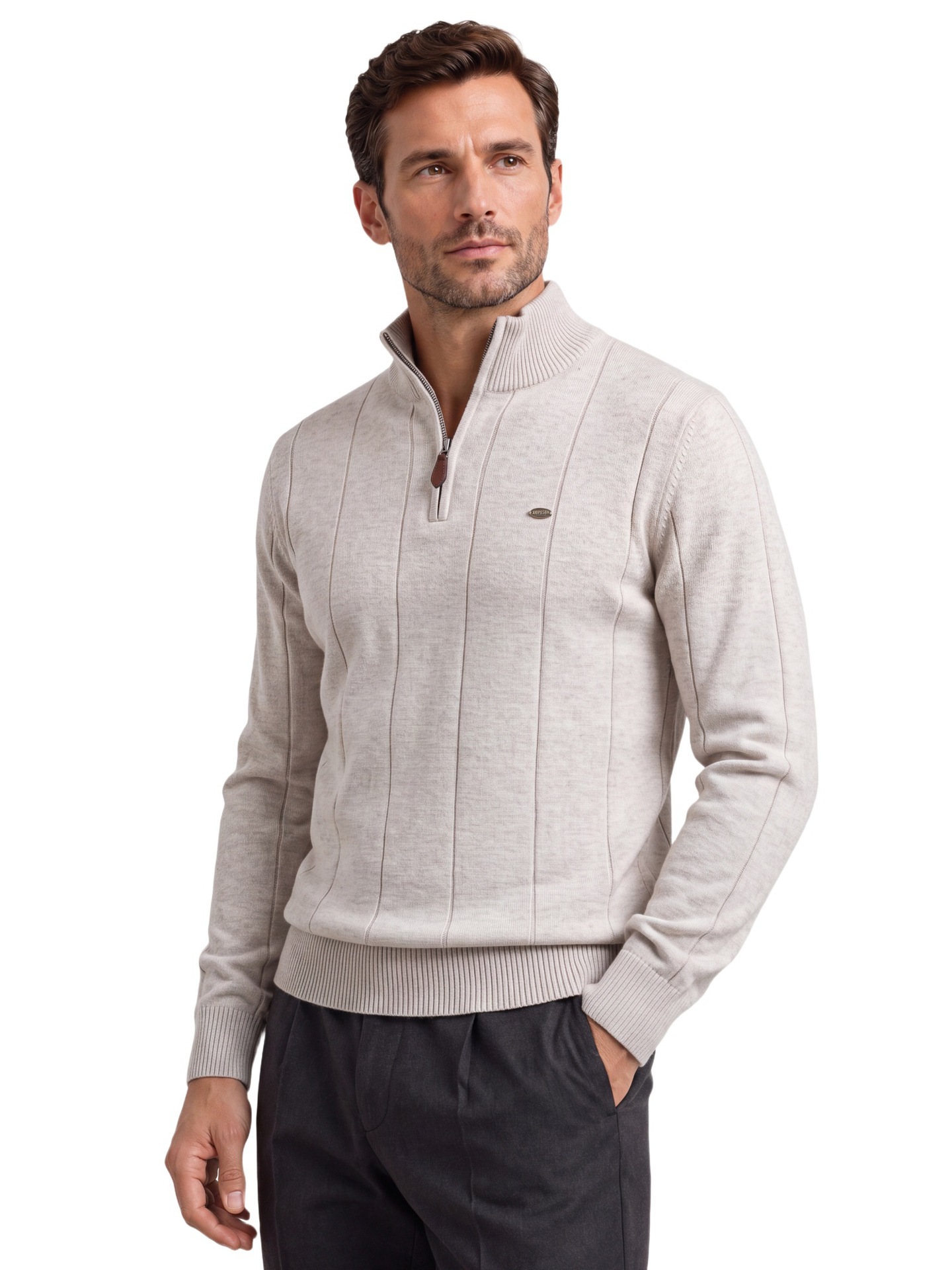 2026 Autumn Winter New European And American Men's Pure Cotton Sweater, Cross-Border Trade Stand-Up Collar Zipper Men's Pullover Sweater