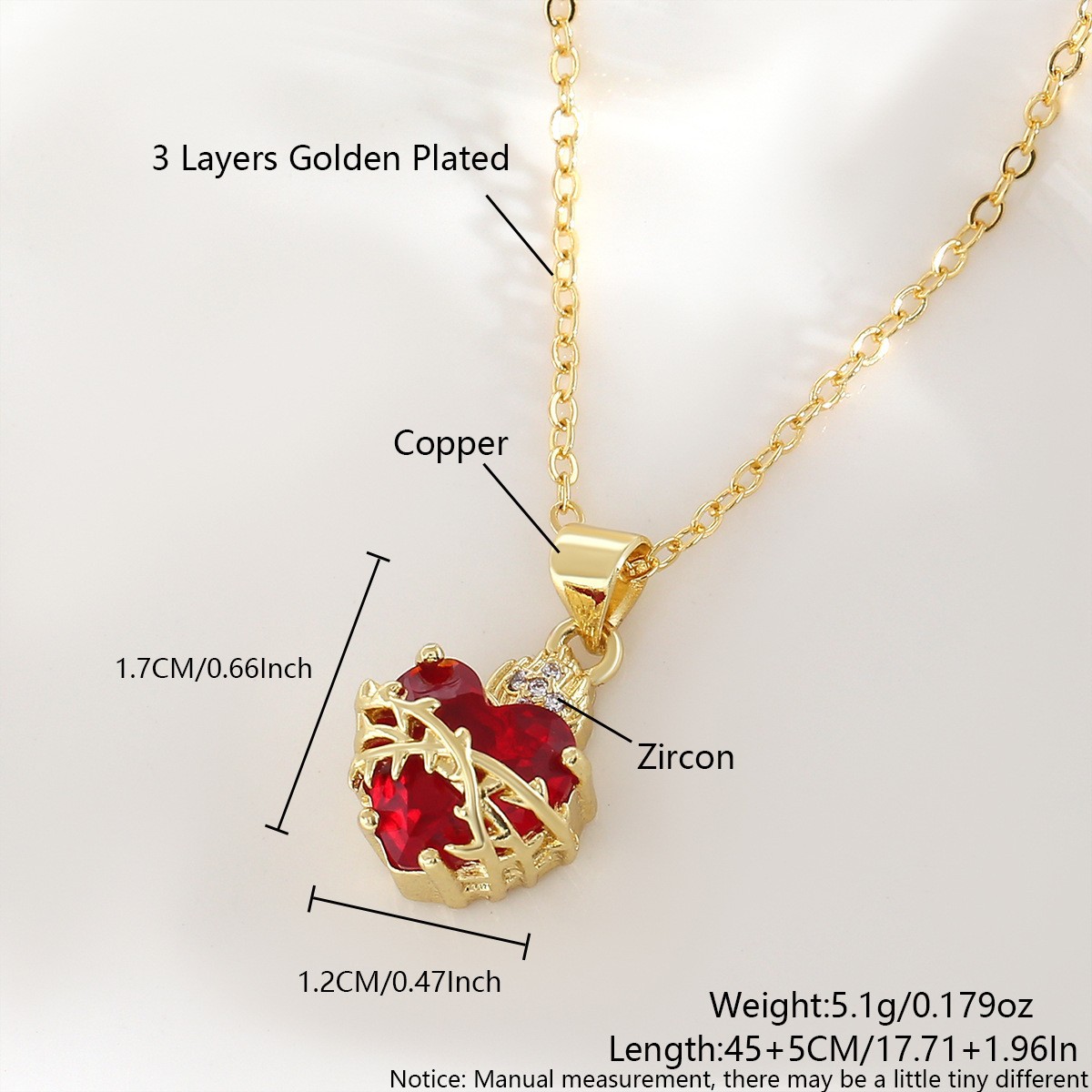 Collier Cœur Sacré Zircon Rouge — Pendentif Gothique Doré 17