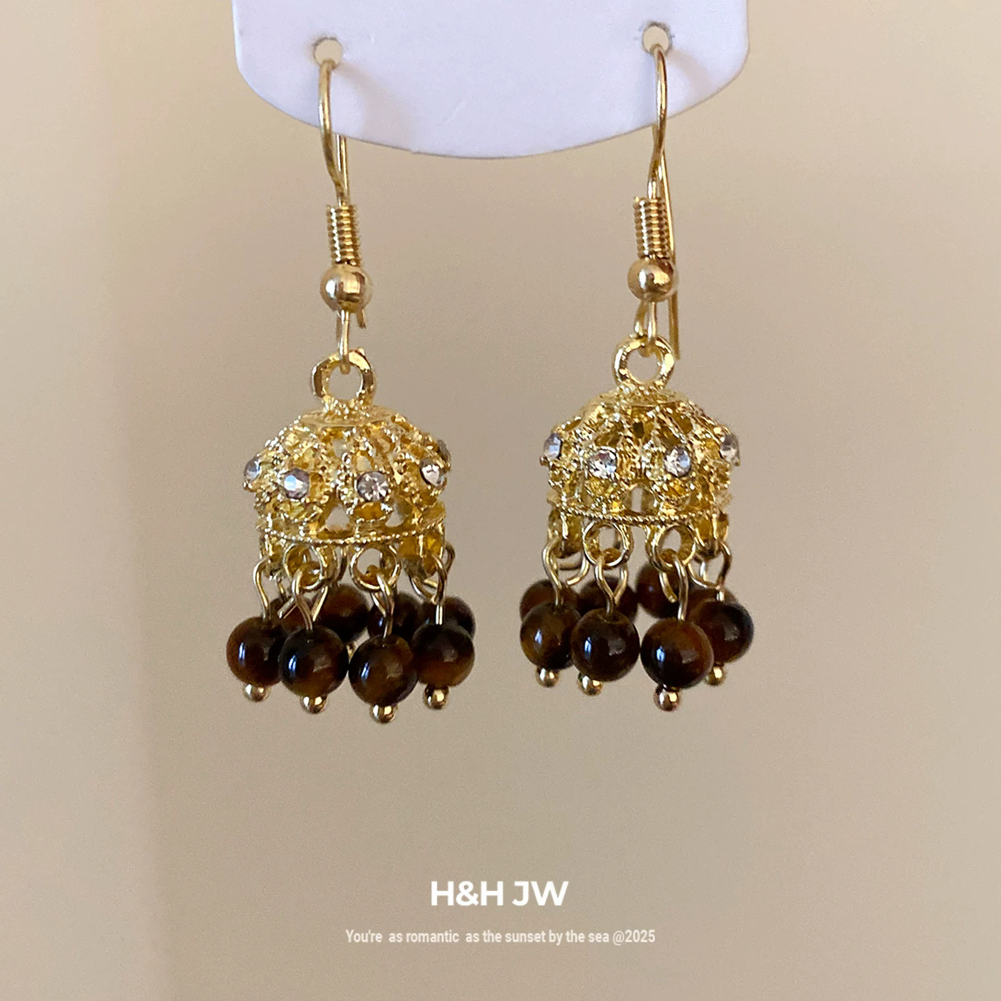 Womens Retro Ethnic Hollow Bell Tassel Stud